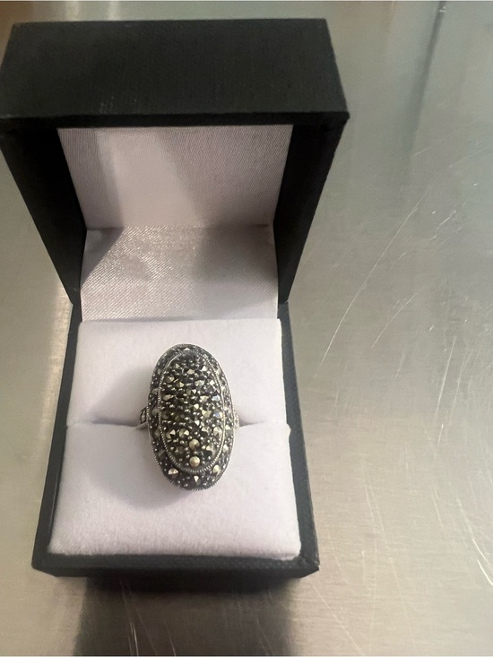 Jewelry - Sterling Marcasite Oval Cocktail Ring in Silver